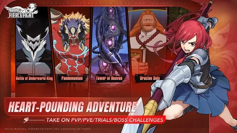 alt: Ảnh chụp màn hình game FAIRY TAIL với các nhân vật quen thuộc