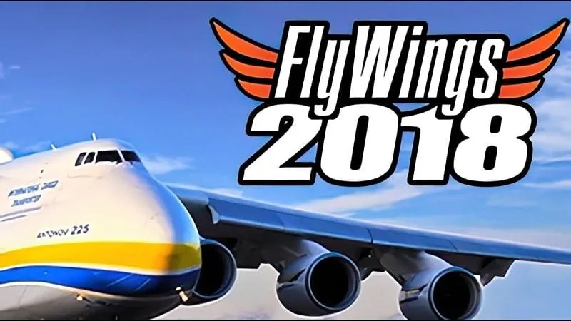 alt: Hình ảnh game Flight Simulator 2018 FlyWings với máy bay đang bay trên bầu trời