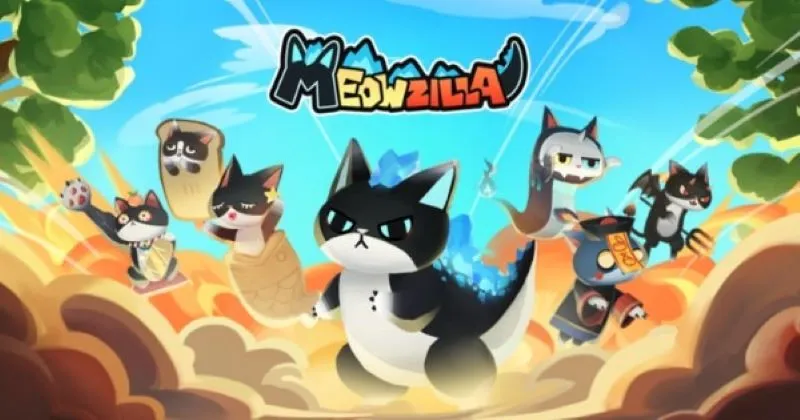 alt: Hình ảnh game MeowZilla với chú mèo chiến binh
