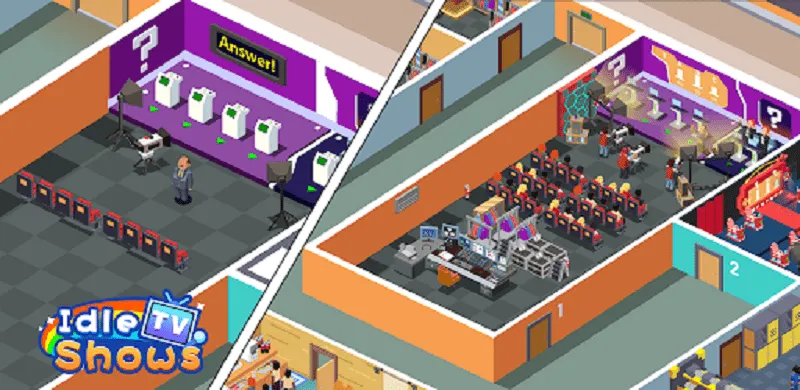 Alt: Hình ảnh giao diện game Idle TV Shows - Manage Empire với đồ họa bắt mắt