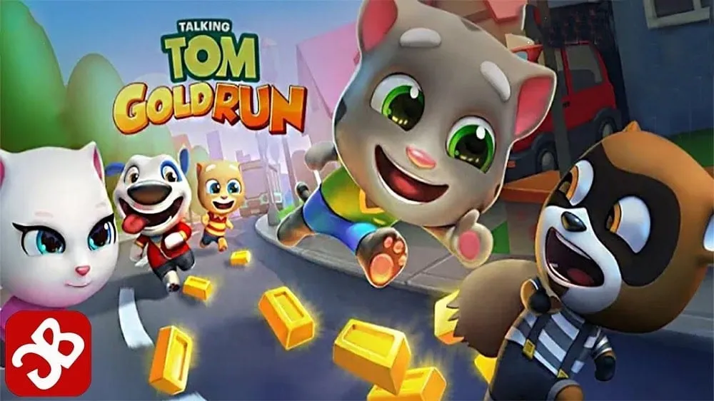 alt: Hình ảnh mèo Tom đang chạy trong game Talking Tom Gold Run