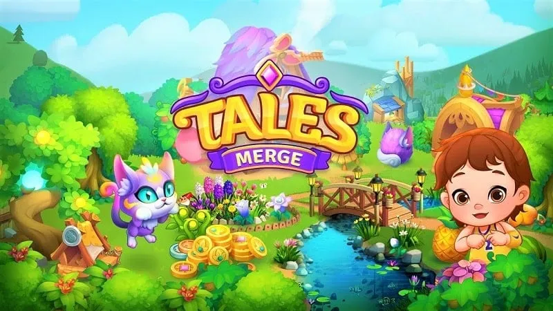 alt text: Giao diện game Merge Tales với hình ảnh những yêu tinh đáng yêu.
