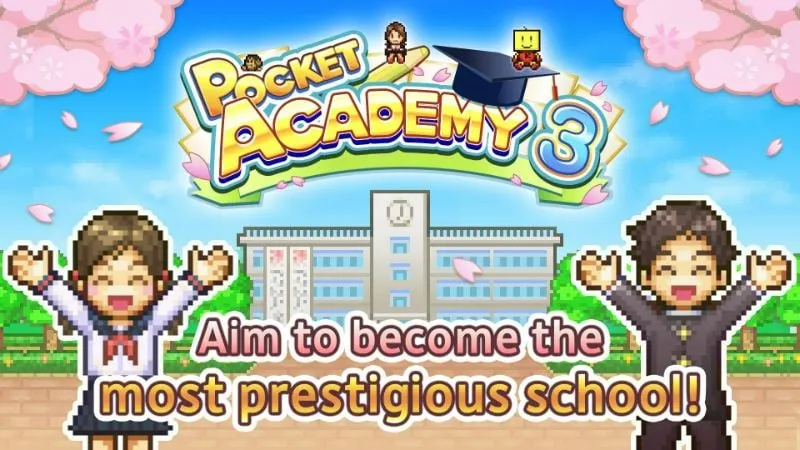 alt text: Giao diện game Pocket Academy 3 với đồ họa pixel