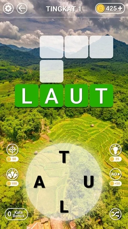 alt text: Giao diện game Susun Kata với tính năng mod Auto Clear được kích hoạt