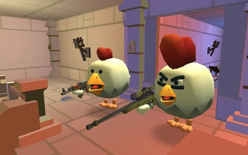 alt text: Hình ảnh gà cầm súng trong game Chicken Gun