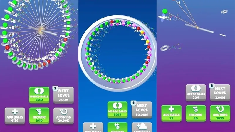 Alt text: Hình ảnh game Balls Perfect! với quả bóng đang xoay quanh vòng tròn nhẫn