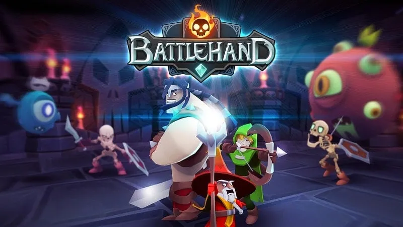 alt text: Hình ảnh game BattleHand với các nhân vật anh hùng trong trận chiến