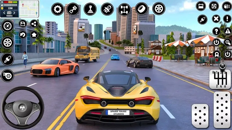 alt text: Hình ảnh game Car Driving School với giao diện bắt mắt