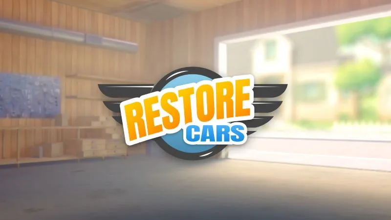 alt text: Hình ảnh game Car Restore với một chiếc xe cổ điển đang được sửa chữa