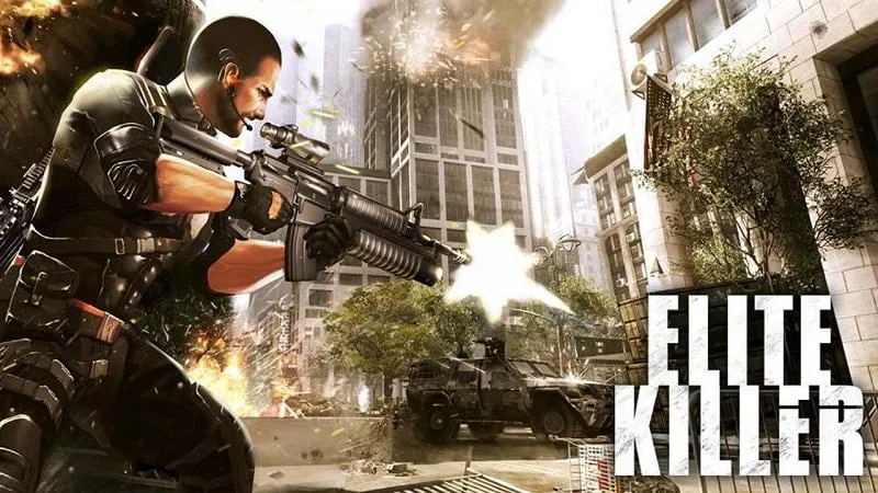 alt text: Hình ảnh game Elite Killer: SWAT với nhân vật chính đang ngắm bắn