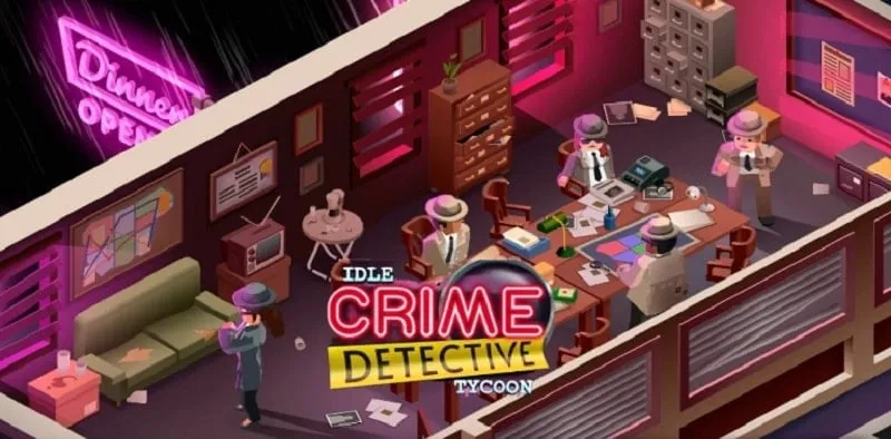 alt text: Hình ảnh game Idle Crime Detective Tycoon với giao diện bắt mắt