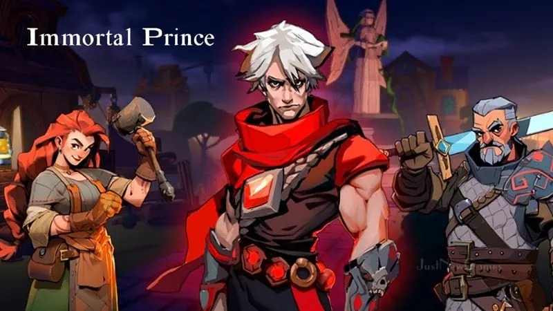 alt text: Hình ảnh game Immortal Prince với hoàng tử Marcus đang chiến đấu với zombie