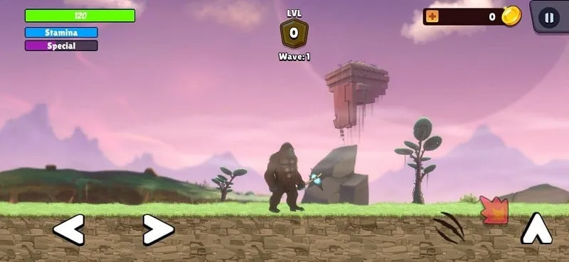 alt text: Hình ảnh game Kaiju Brawl với quái vật đang chiến đấu trong bối cảnh u ám