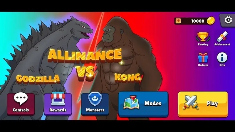 alt text: Hình ảnh game Kaiju Brawl với quái vật khổng lồ đang chiến đấu