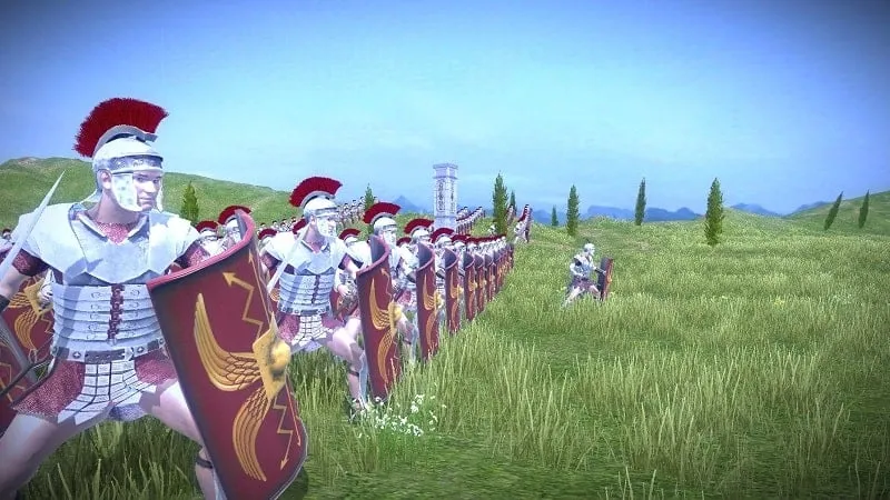 alt text: Hình ảnh game Legions of Rome 2 với quân lính La Mã đang hành quân
