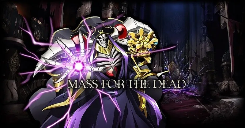 alt text: Hình ảnh game MASS FOR THE DEAD OVERLORD với các nhân vật anime nổi bật.