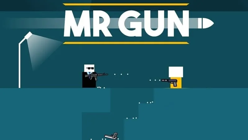 alt text: Hình ảnh game Mr Gun với nhân vật chính đang ngắm bắn.