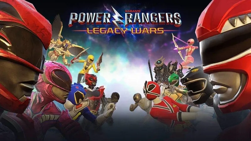 alt text: Hình ảnh game Power Rangers: Legacy Wars với các siêu nhân trong tư thế chiến đấu