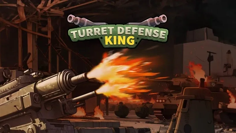 alt text: Hình ảnh game Turret Defense King với giao diện phòng thủ tháp và kẻ địch đang tấn công.