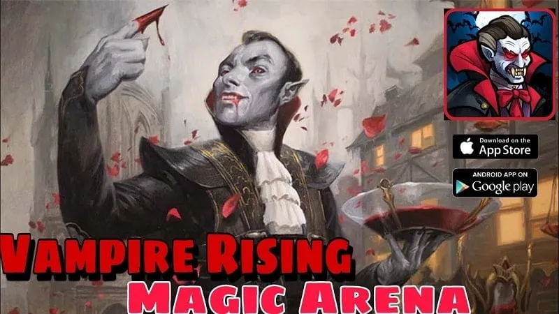 alt text: Hình ảnh game Vampire Rising: Magic Arena với bối cảnh u ám, huyền bí.