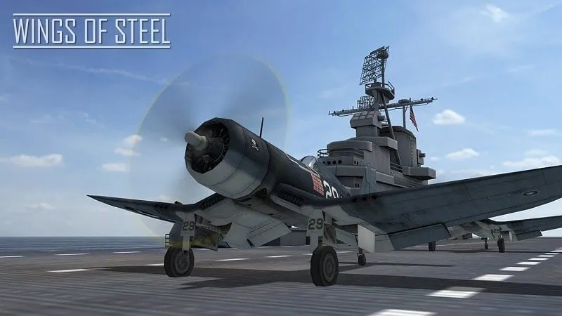 alt text: Hình ảnh game Wings of Steel với máy bay chiến đấu trên bầu trời