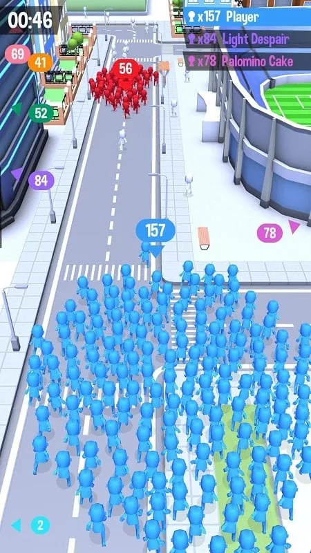alt text: Hình ảnh gameplay Crowd City mod apk với skin độc đáo