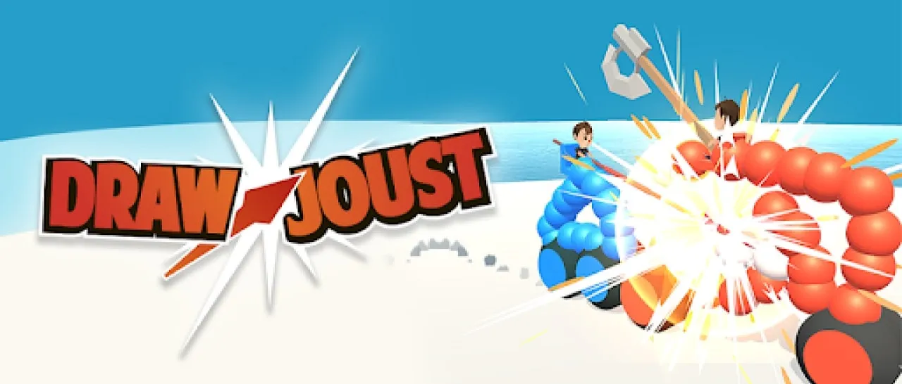 alt text: Hình ảnh gameplay Draw Joust! với hai chiến xa đối đầu nhau.