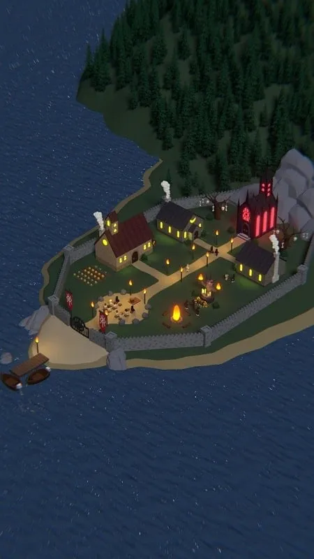 alt text: Hình ảnh gameplay Idle Cult với đồ họa hoạt hình vui nhộn, thể hiện việc xây dựng và quản lý giáo phái.