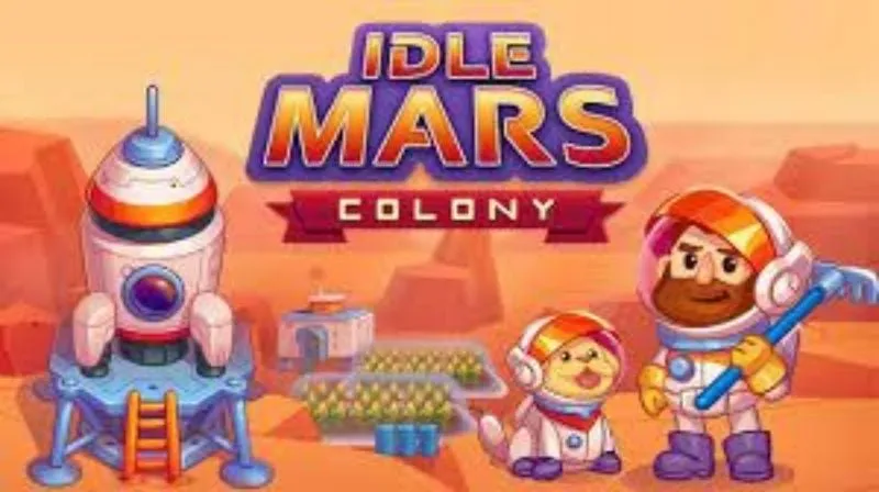 alt text: Hình ảnh gameplay Idle Mars Colony với robot đang làm việc