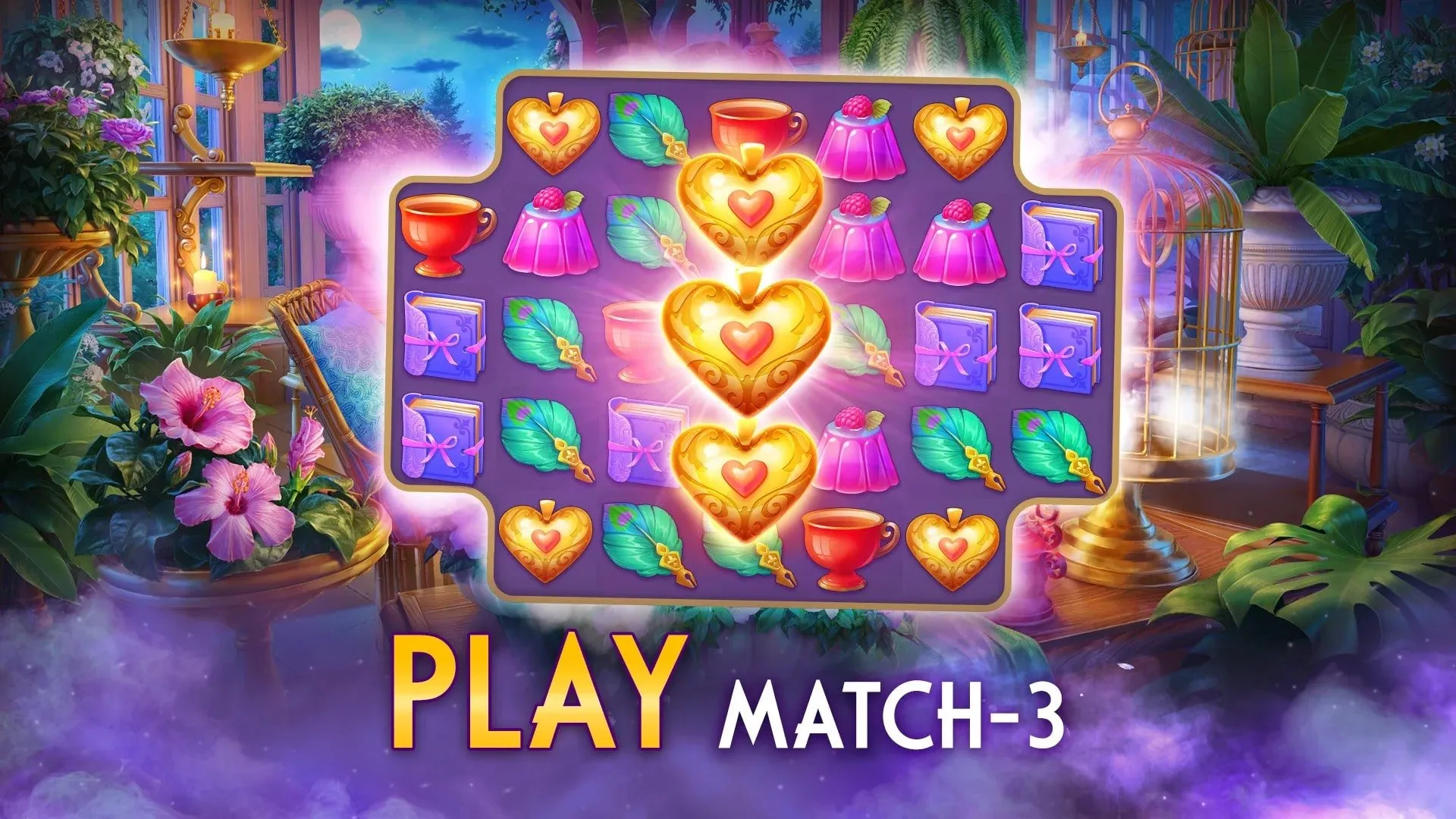 Alt text: Hình ảnh gameplay Twilight Land với cảnh tìm đồ vật ẩn giấu trong một căn phòng cổ.