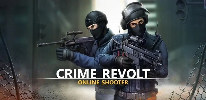 alt text: Hình ảnh giao diện game Crime Revolt Online với nhân vật cầm súng