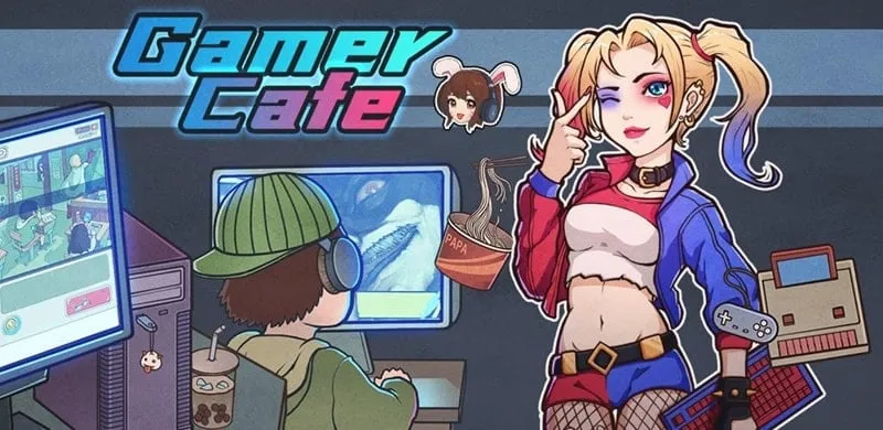 alt text: Hình ảnh giao diện game Gamer Cafe với đồ họa bắt mắt