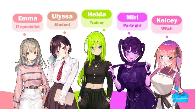 alt text: Hình ảnh giao diện game Girls Dating Sim: Love & Story