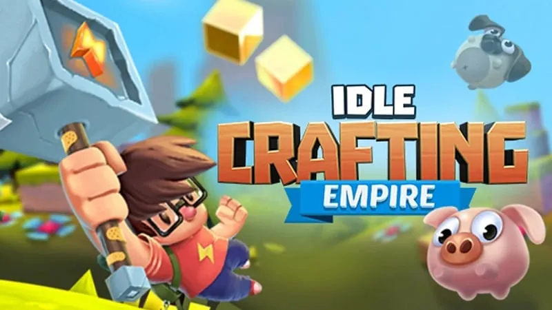 alt text: Hình ảnh giao diện game Idle Crafting Empire Tycoon với hoạt động khai thác tài nguyên.