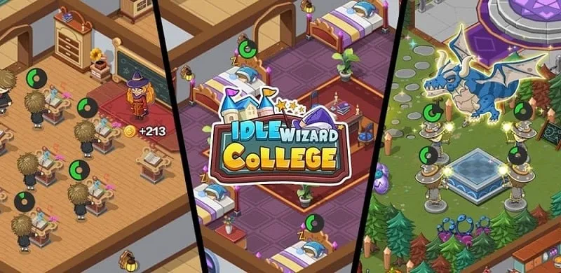 alt text: Hình ảnh giao diện game Idle Wizard College trên điện thoại