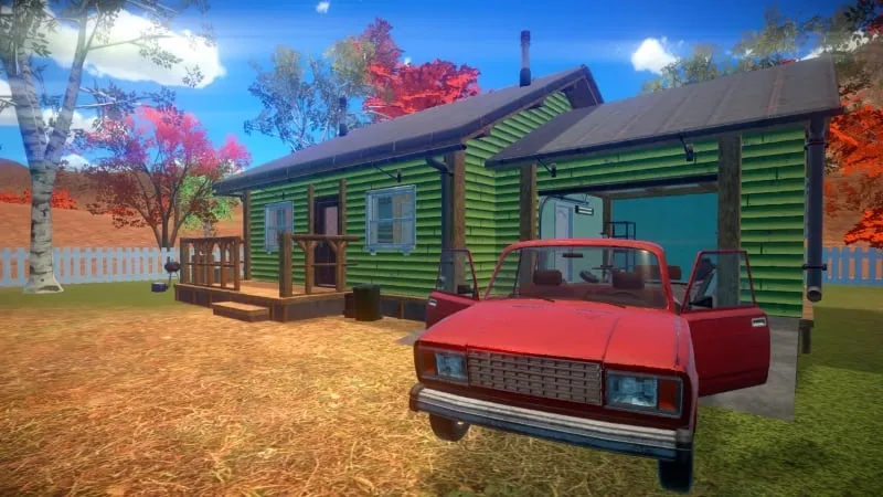 alt text: Hình ảnh giao diện game My Real Car với chiếc xe được độ lại