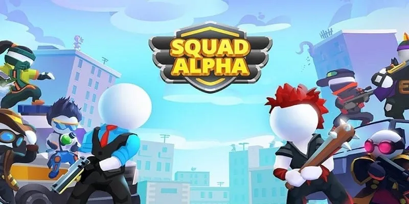 alt text: Hình ảnh giao diện game Squad Alpha với nhân vật chính đang chiến đấu