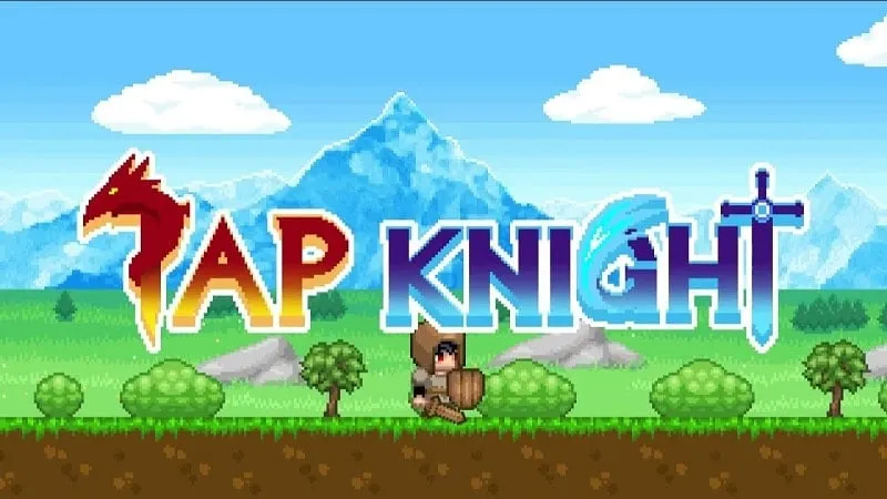 alt text: Hình ảnh giao diện game Tap Knight với nhân vật chính đang chiến đấu với rồng