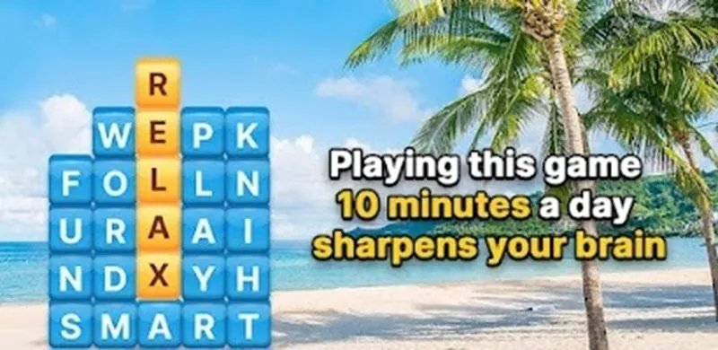 alt text: Hình ảnh giao diện game Word Search Block Puzzle Game hiển thị các ô chữ cái và giao diện người dùng.