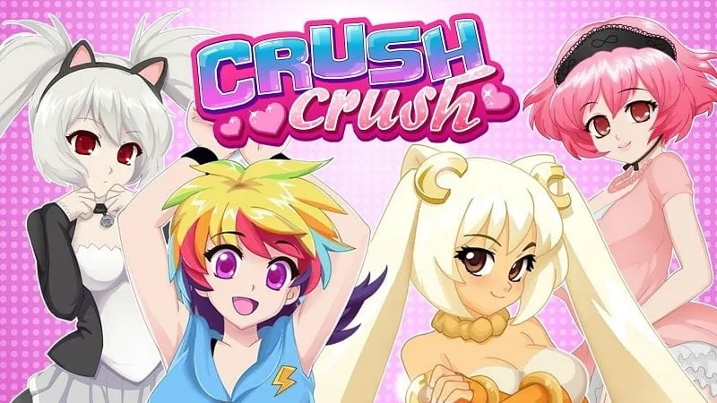 Alt text: Hình ảnh minh họa game Crush Crush với giao diện bắt mắt và nhân vật nữ xinh đẹp