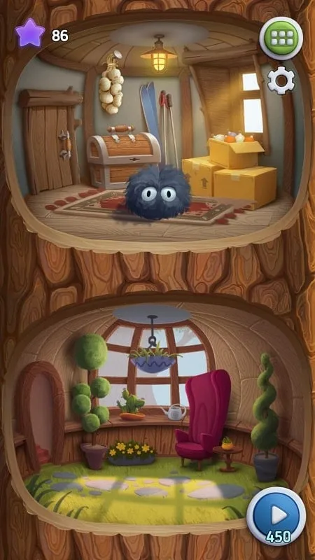 Cảnh game Cuties với các khối hình màu sắc