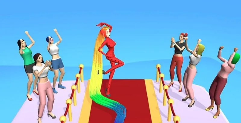 Cô gái với mái tóc dài nhiều màu sắc trong game Hair Challenge