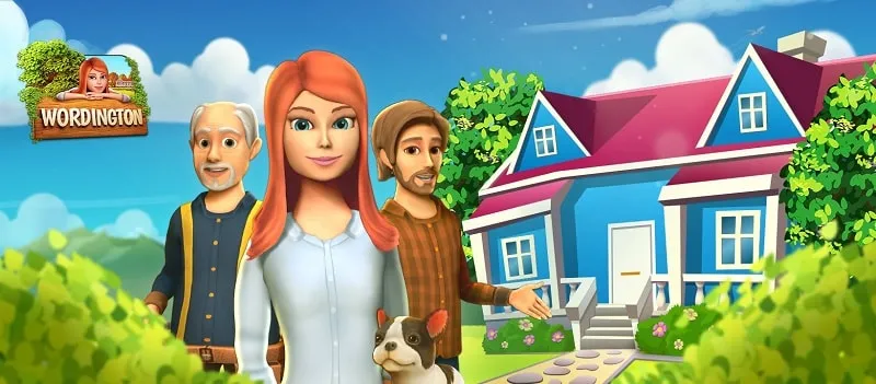 Emma đang sửa nhà trong game Wordington