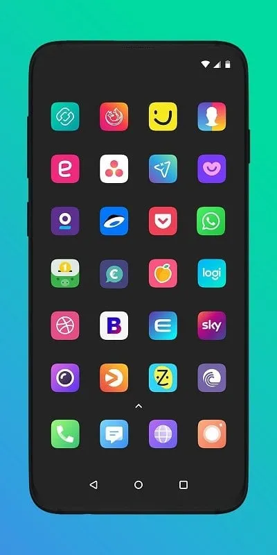 Giao diện ứng dụng Borealis với các icon được sắp xếp theo màu sắc