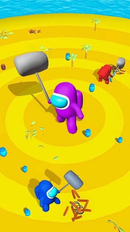 Nhân vật Smashers.io sử dụng búa tấn công