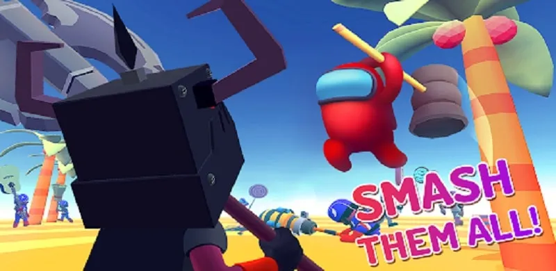 Phi hành gia trong Smashers.io với búa khổng lồ