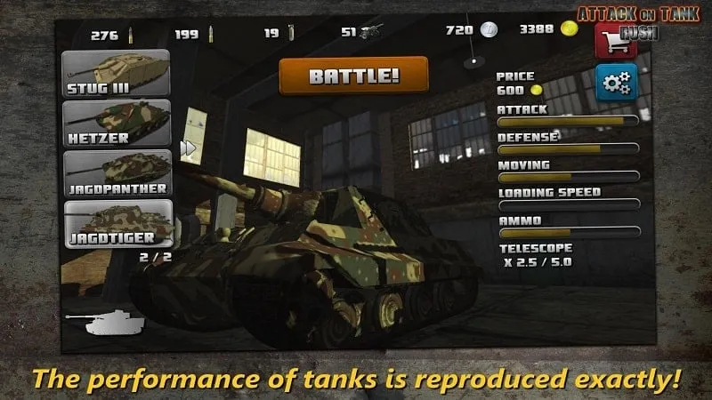 Xe tăng trong game Attack on Tank