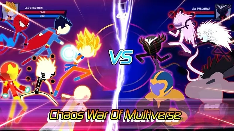 alt text: Hình ảnh game Hỗn Chiến Siêu Anh Hùng Vũ Trụ với các nhân vật quen thuộc