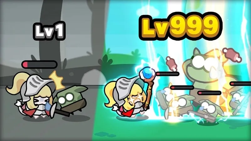 alt text: Hình ảnh game Royal Knights với hiệp sĩ chiến đấu