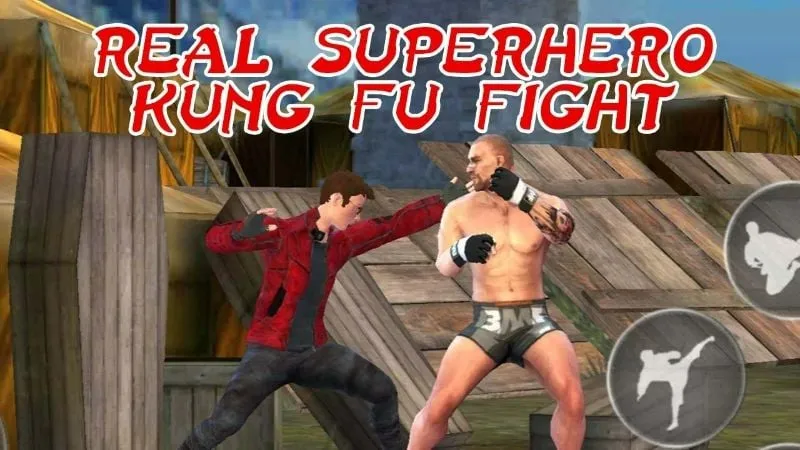 alt text: Hình ảnh game Superhero Kungfu Fighting Game với nhân vật siêu anh hùng đang chiến đấu